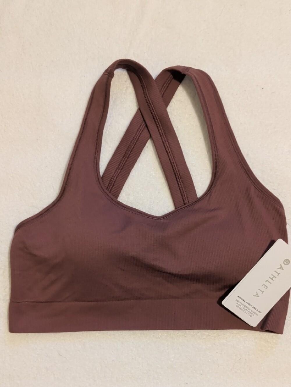 Athleta Ribbed Aurora Scoop Bra D-DD Racerback Tawney Rose Mauve Purple - Picture 3 of 7